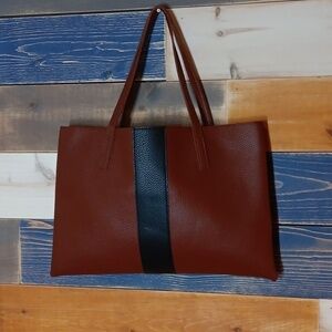 Vince Camuto Pebbled Tote brown black